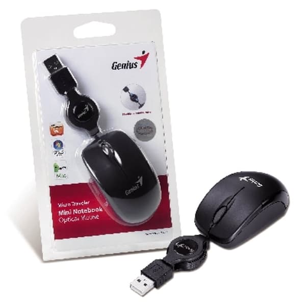Genius Micro Traveler V2 Mus, 1200DPI, Optisk, 3 stk, Kablet USB, Sort, Mikro
