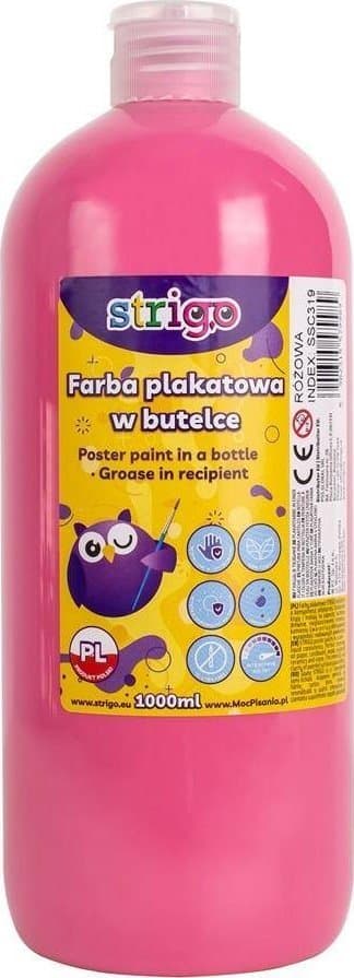 Plakatmaling i flaske 1000ml pink STRIGO