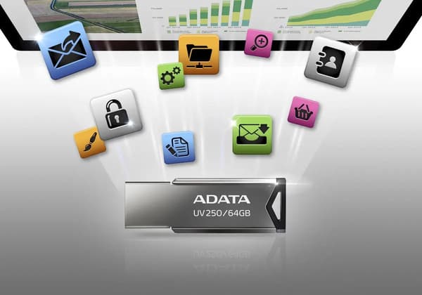 ADATA FlashDrive UV250 16GB Metal Sort USB 2.0 Flashdrev, Detail