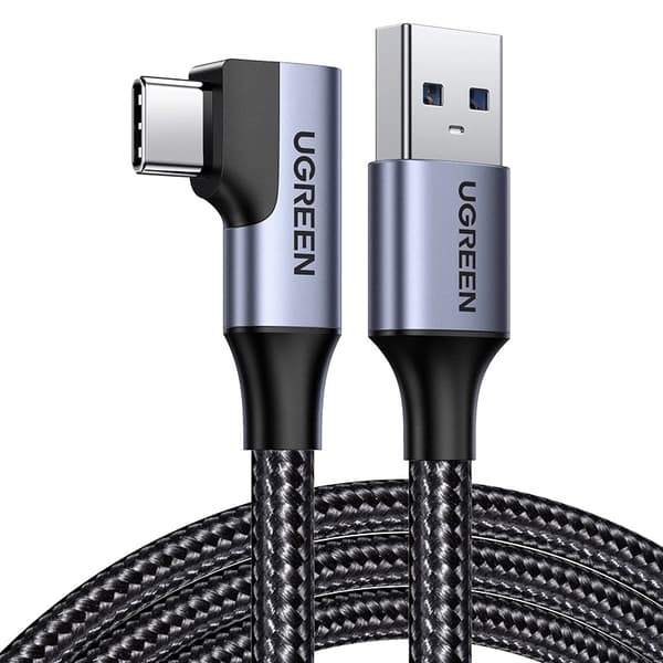 Vinklet USB til USB-C kabel UGREEN US385, 3A, 1m (sort)