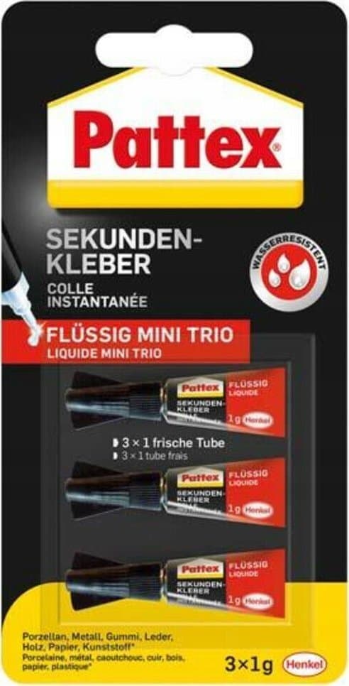 Pattex Super Glue Mini Trio, 3x1g