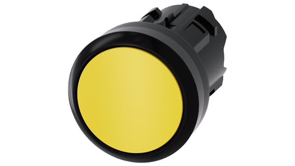 Knap 22mm Rund Plastik Gul Flad Selvbagside 3SU1000-0AB30-0AA0