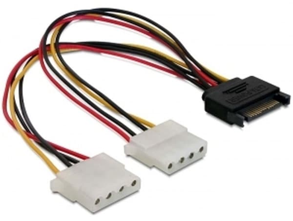 Delock-sovitin SATA-virta 15-nastainen -> 2x 5.25\" virta