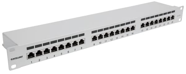 Intellinet 24-ports Cat6A patchpanel, skærmet FTP, grå