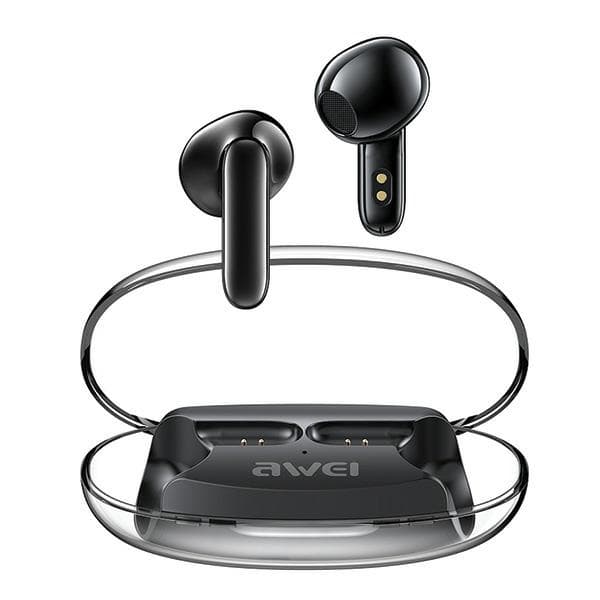 AWEI BLUETOOTH HOVEDTELEFONER 5.3 T85 ENC TWS + SORT / SORT DOCKINGSTATION