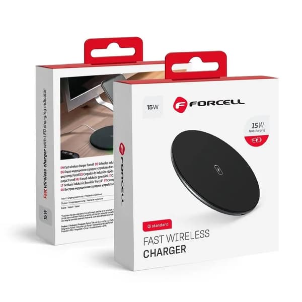 FORCELL Hurtig Induktionsoplader (Trådløs Qi) Quick Charge 15W