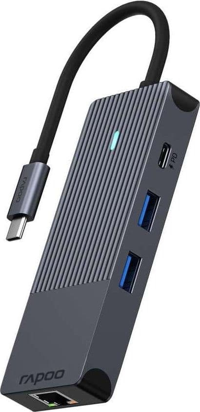 Rapoo USB-C Multiportadapter 8-i-1, grå