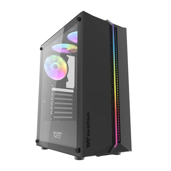 Darkflash DK151 LED-datorchassi med 3 fläktar (svart)