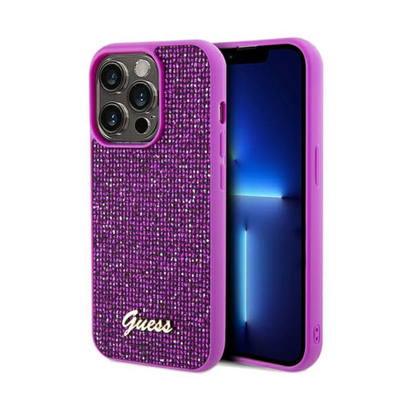 Original GUESS Hardcase GUHCP14XPMSDGSF för iPhone 14 Pro Max (Disco Script Metal / fuchsia)