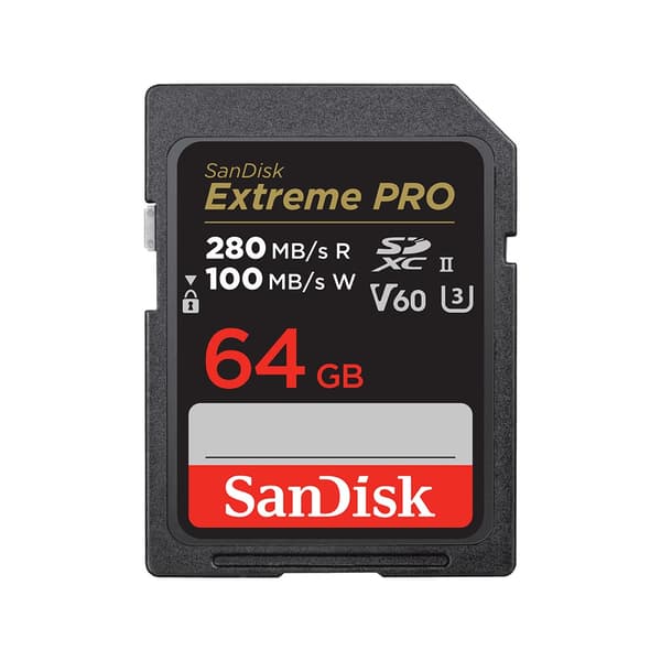SANDISK EXTREME PRO SDXC -KORTTI 64GB - 280/100Mbps V60 UHS-II
