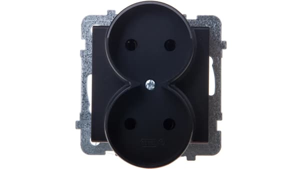 Ospel Sonata Dobbelt Stikkontakt Sort Metallic (GP-2RR/M/33)