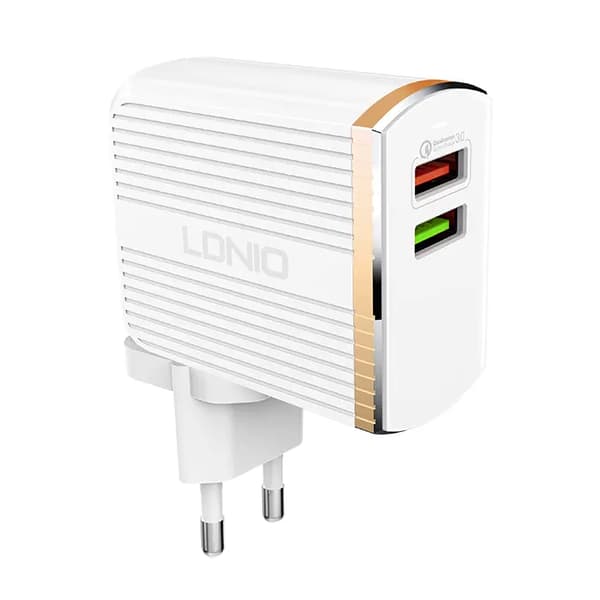 LDNIO SET ADAPTERI A2502Q 220V 2X USB 1X QC 3.0 1x 2,4A + MIKROKAAPELI