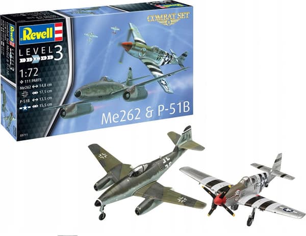 Flygplansmodell Me262 + P-51B 1:72 (färg + lim)