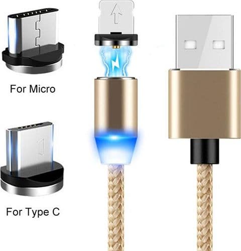 Prolink USB-A USB-kabel - USB-C + MicroUSB + Lightning 1 m Guld (023342)