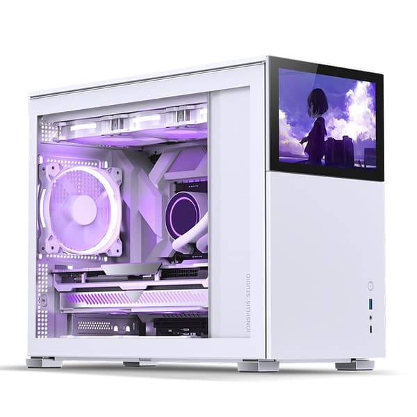 Jonsbo D31 Screen Micro-ATX -kotelo, karkaistu lasi - valkoinen