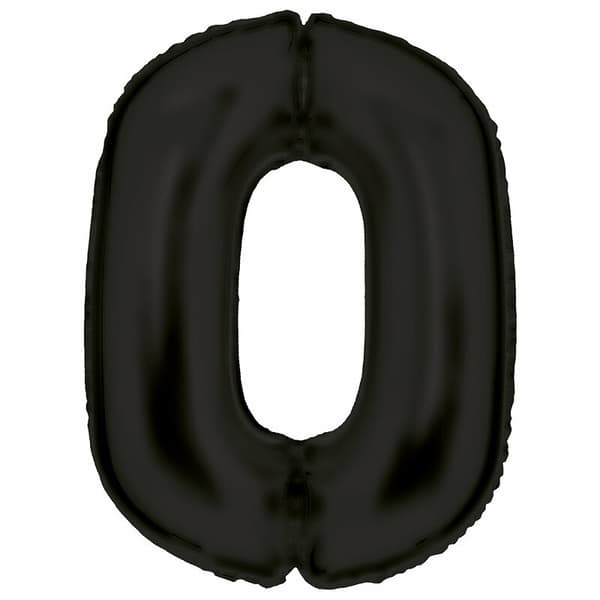 Folieballon tal 0 satin sort 86cm N34 pakket 9917302