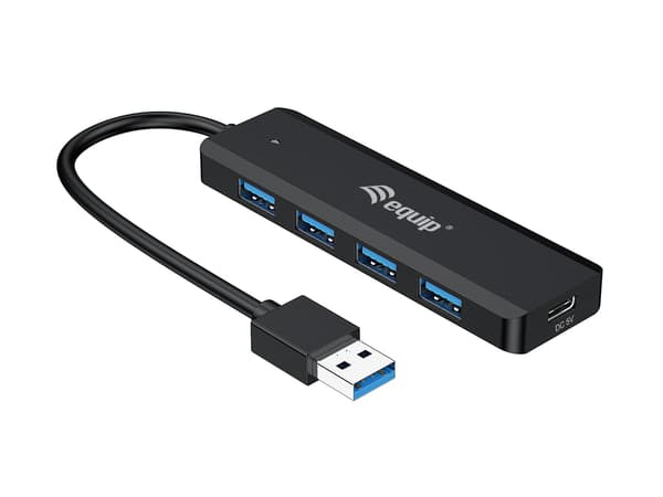 Equip 4-portars USB 3.2 Gen 1-hubb med USB-C-adapter
