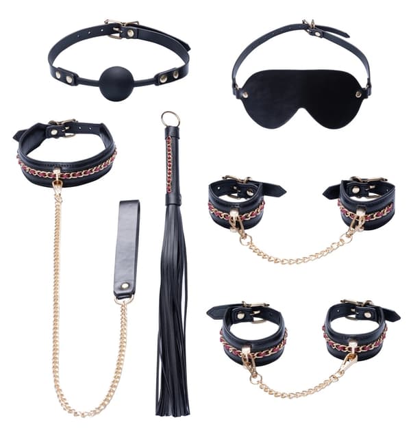 Bad Kitty Premium Kedjebindningsset 6-delat Svart & Guld Justerbart Kit