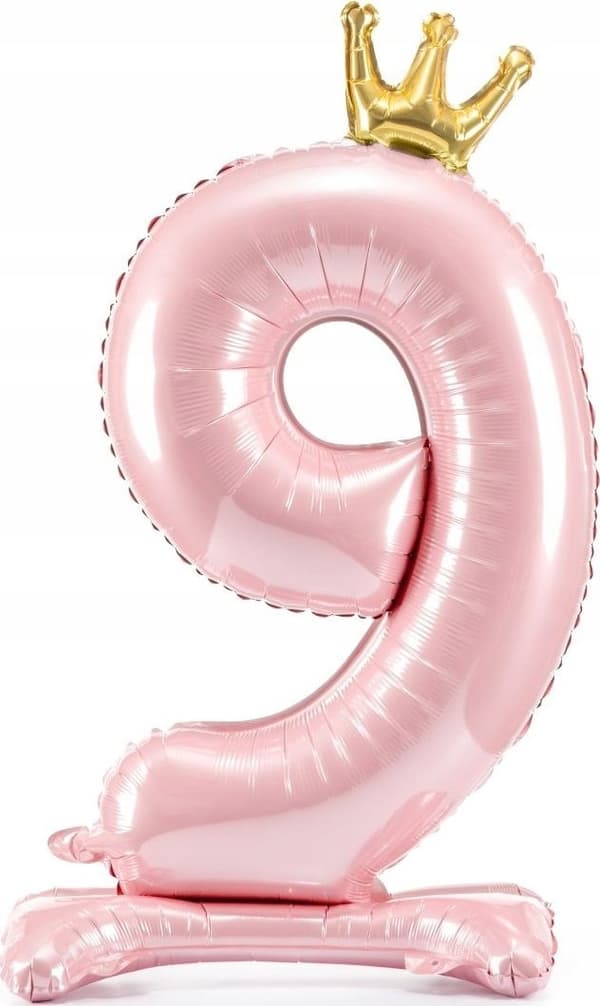 Stående folieballong nummer \"9\", 84 cm, ljusrosa