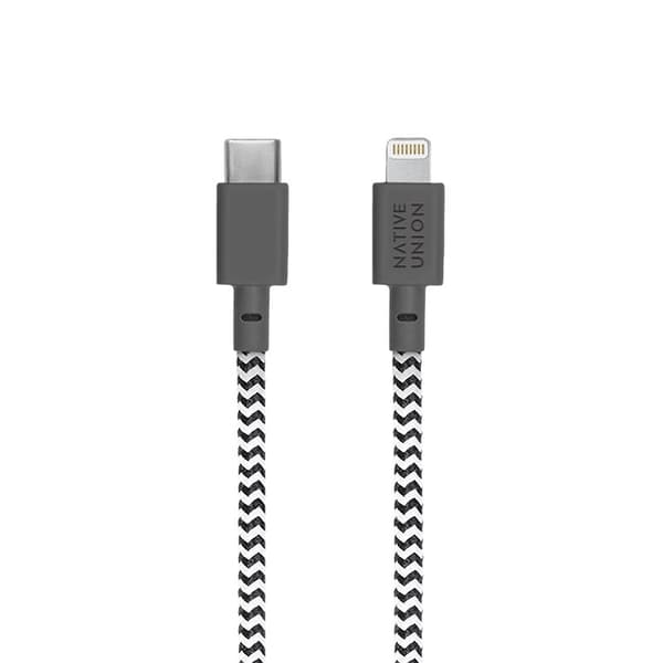USB-kaapeli Native Union USB-C - Lightning 3 m mustavalkoinen (NCABLE-KV-CL-ZEB)