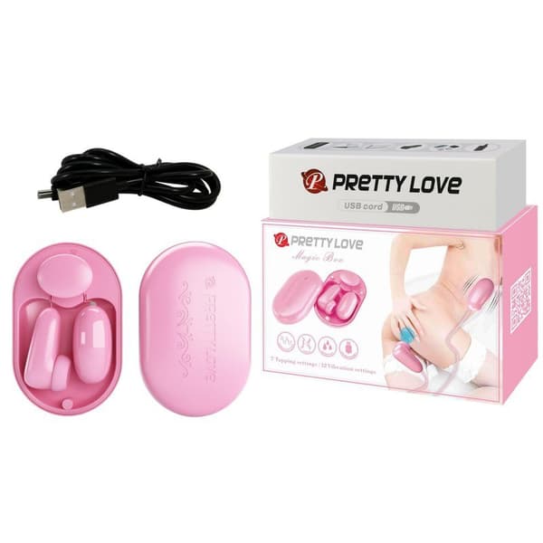 PRETTY LOVE - Magic Box Pink, 12 vibrationsfunktioner 7 knackningsfunktioner