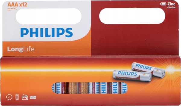 Philips LongLife - Zink batterisæt AAA/R03 1,5V 12 stk.