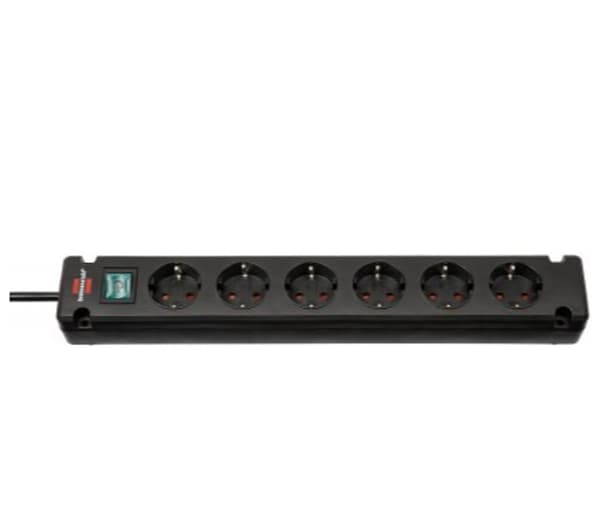 Brennenstuhl Bremounta 6-dobbelt sort 3m + afbryder