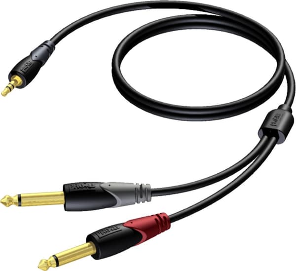 PROCAB CLA713/1.5 3.5 mm han stereo jack - 2 x 6.3 mm han mono jack 1.5 m