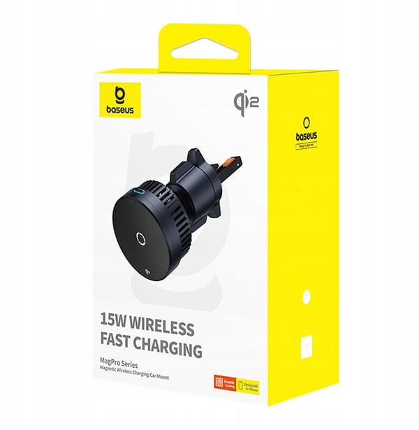 Baseus MagPro bilholder til gitter med 15W induktiv oplader (sort)
