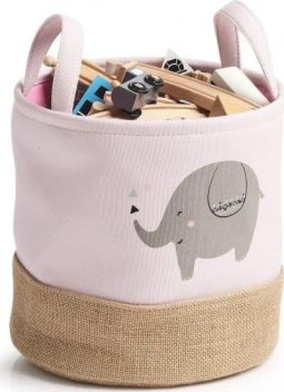 Zeller Förvaringskorg Elefant, polyester/jute, rosa