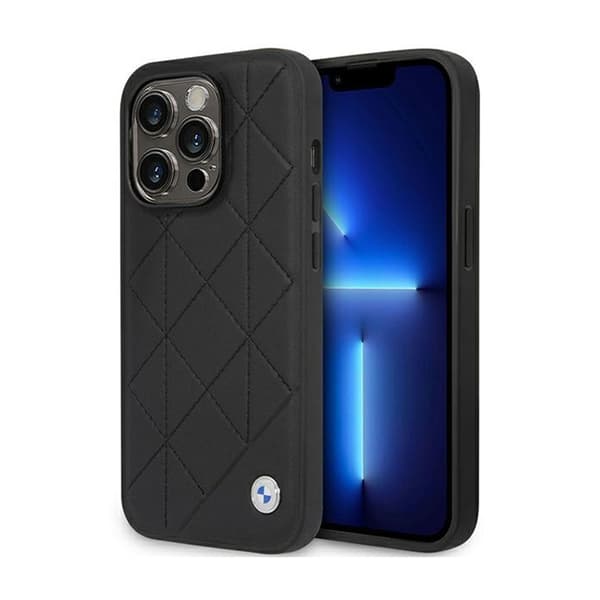 Etui BMW BMHCP14L22RQDK iPhone 14 Pro 6.1\" sort/sort læder quiltet