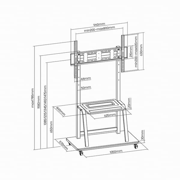 Gembird TVS-100F-01 vogn med hjul - fo