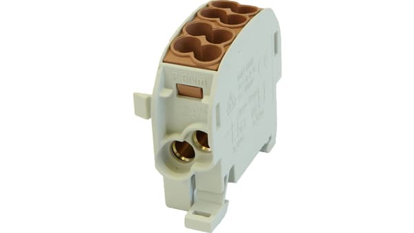 Al/Cu fördelningsblock (max. 25mm2) för DIN-skena TH35 brun SCB 25 SIMBLOCK SIMET