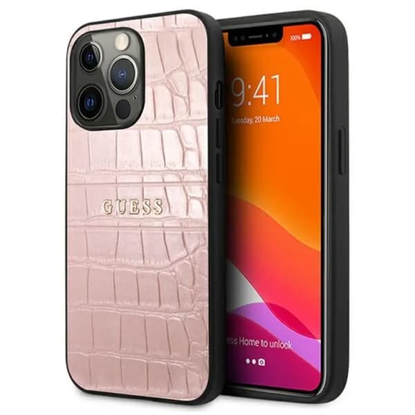Guess GUHCP13LPCRBPI iPhone 13 Pro/13 6.1\" rosa/rosa Croco Strap Collection