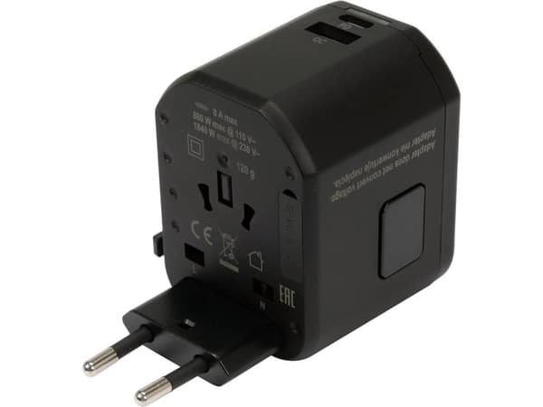 UNIW REJSEADAPTER. USB, USB-C 18W