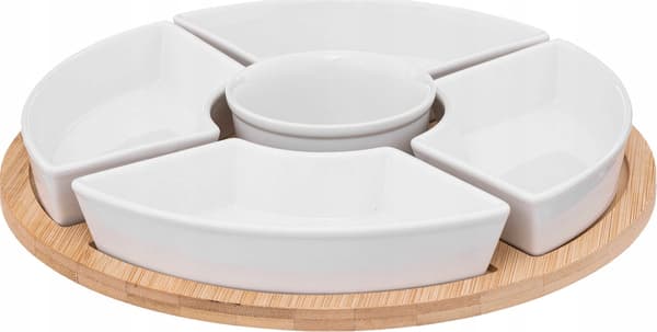 Secret de Gourmet Snackset: 6 Porslinsskålar + Bambubricka