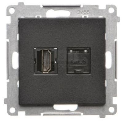 Simon 55 HDMI+RJ45-liitin Cat.6 (moduuli) grafiitinharmaa matta TGHRJ45.01/116