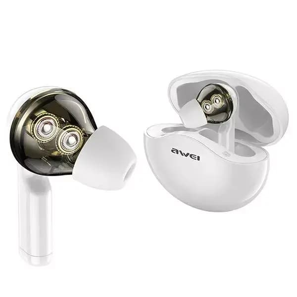 T12 AWEI TWS Trådløst Bluetooth Sportshovedtelefon Hvid