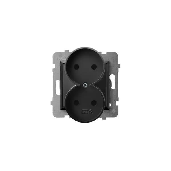 Ospel Stikkontakt Aria Dobbelt Sort Metallic (GP-2ur/m/33)