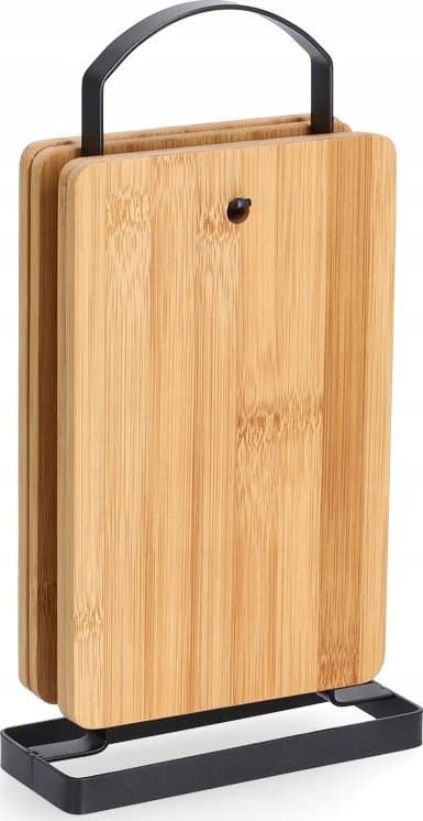 Skärbräda Zeller med handtag bambu 2st. med ställ