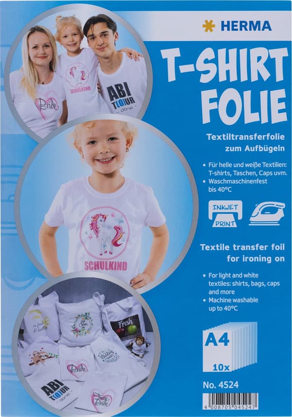 Herma T-Shirt Folie A4 til lyse + hvide tekstiler 20 ark 4525