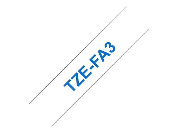Brother TZe-FA3 - 12 mm - blå på hvid