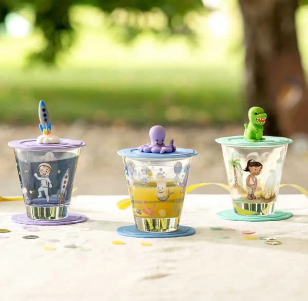 Glas med låg og underkop 215ml dinosaur BAMBINI AVVENTURA - Leonardo