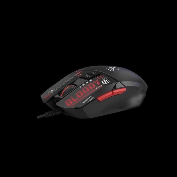 A4tech BLOODY W60 Max Mini, belyst gamingmus, 12000 DPI, sort, USB