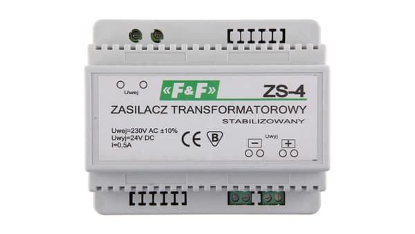230VAC/24VDC 12W 0.5A ZS-4 stabiloitu virtalähde
