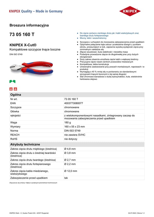 KOMPAKTA SIDAVBITARE X-CUT 160MM