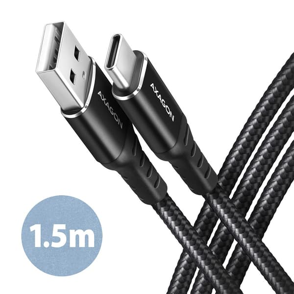 Axagon USB-A USB-kaapeli - USB-C 1,5 m musta (BUCM-AM15AB)