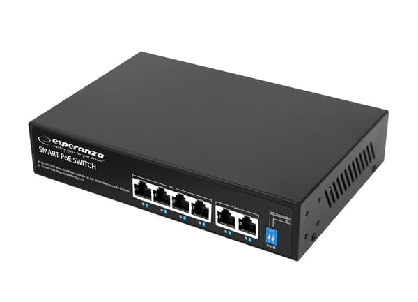 ESPERANZA 4 PoE + 2 UPLINK PORT ETHERNET SWITCH 10/100/1000 GOLIATH