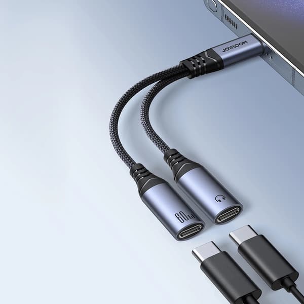 Joyroom SY-C03 USB-C til 2x USB-C 2i1 DAC-adapter – Sort