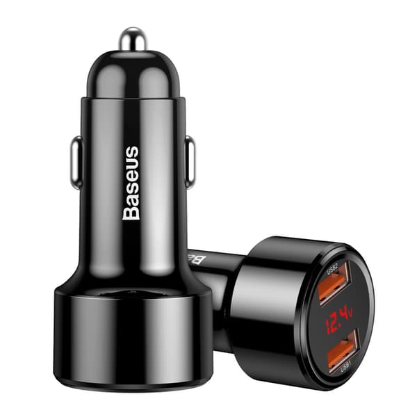 Baseus Biloplader Magic Series Dual QC digitalt display hurtigopladning 45W Sort (CCMLC20A-01)